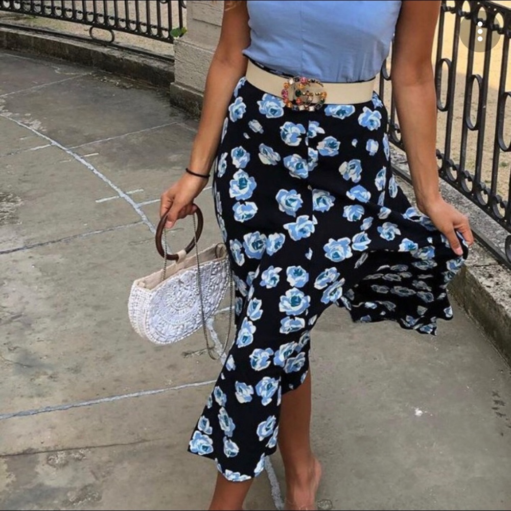 NWT ZARA FLORAL MIDI SKIRT